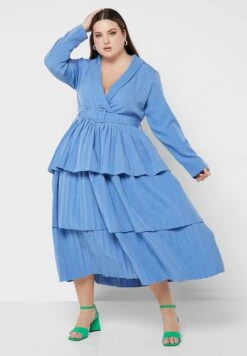 Pleated Detail Layered Dress