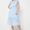 ELLA Floral Textured Frill Sleeve Dress