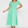 ELLA Shirred Detail Puff Sleeve Dress
