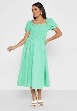 ELLA Shirred Detail Puff Sleeve Dress