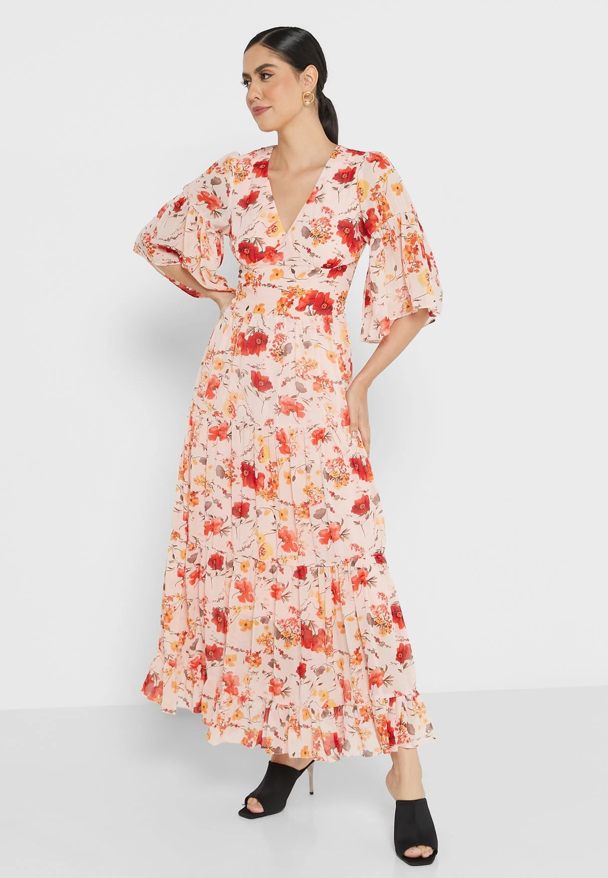 ELLA Flute Sleeve Floral Dress 1 ELLA Flute Sleeve Floral Dress
