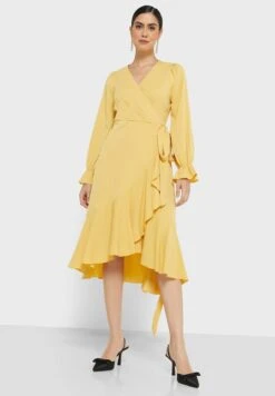 ELLA Ruffle Hem Wrap Dress