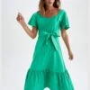 DeFacto Woman Tiered V-Neck Short Sleeve Woven Dress