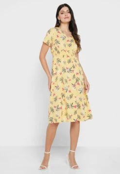 ELLA Printed V Neck Dress