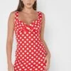 Polka Dot Mock Wrap Dress
