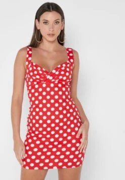 Polka Dot Mock Wrap Dress