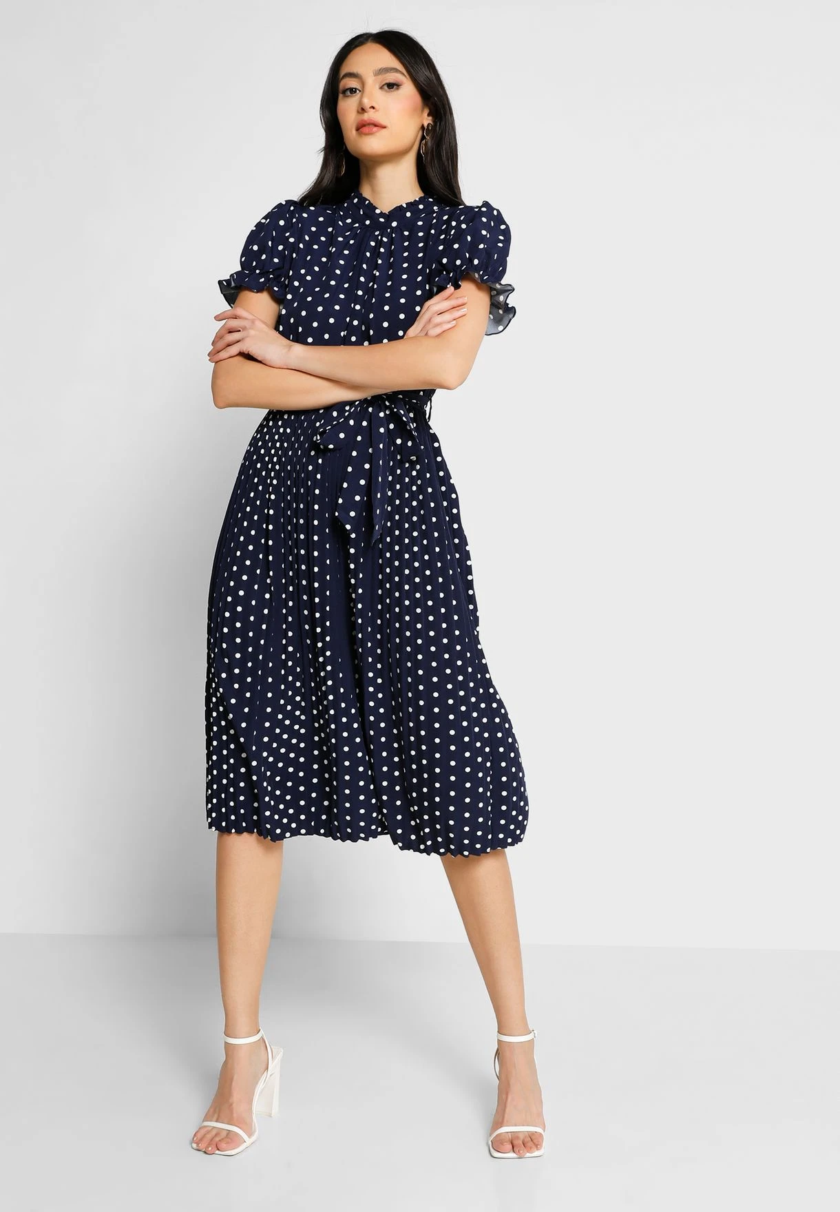 ELLA High Neck Pleat Detail Fit & Flare Dress 1 ELLA High Neck Pleat Detail Fit & Flare Dress