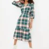 Trendyol V-Neck Checked Dress