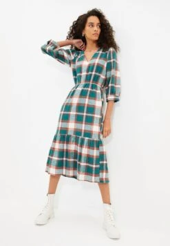 Trendyol V-Neck Checked Dress