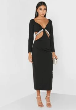 Contrast Cut Out Detail Bodycon Dress