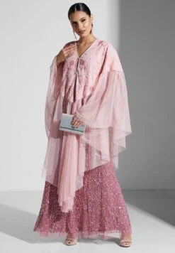 Asymmetric Embroidered Ruffle Detail Dress