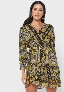 Printed Tie Detail Dress