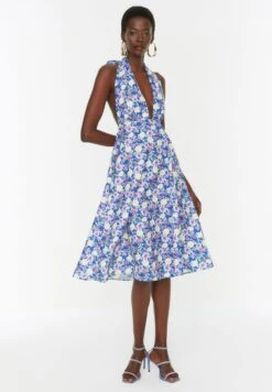 Trendyol Halter Neck Floral Print Skater Dress