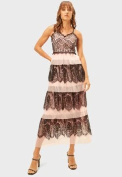 Tiered Strappy Lace Detail Dress
