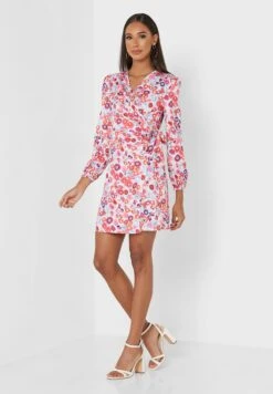 ELLA Printed Gathered Detail Dress