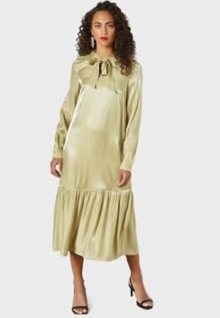 Cut Out Tie Detail Tiered Dress