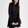 DeFacto A Cut Long Sleeve Cable Knit Mini Dress