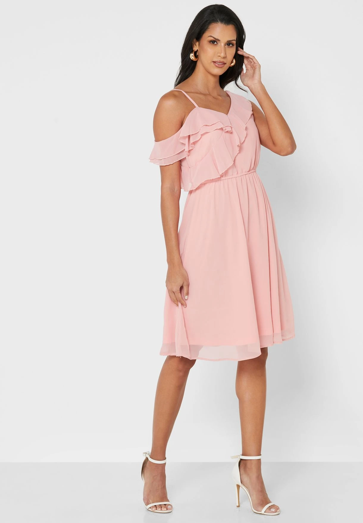 ELLA Frill Detail Cold Shoulder Dress 1 ELLA Frill Detail Cold Shoulder Dress
