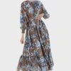 Floral Printed Balloon Sleeve Dress