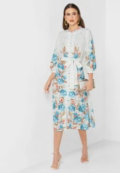 Button Detail Printed Dress