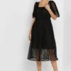 Little Mistress Lace Square Neck Button Down Dress