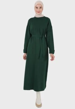 Belted Round Neck Dress