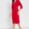 Belted Surplice Neck Dress