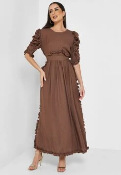 Lace Sleeve Ruffle Tiered Dress