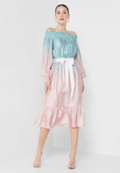 Belted Ruched Sleeve Dress