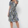 Printed Belt Tiered Dress