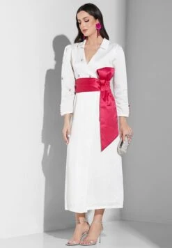 Surplice Neck Belted Dress