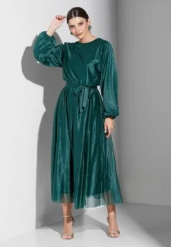 Solid Puff Sleeve Dress