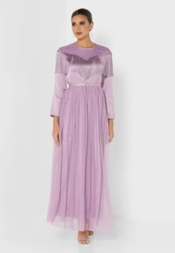 Belted Embellished Plisse Dress