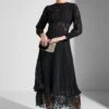Plisse Lace Detail Dress