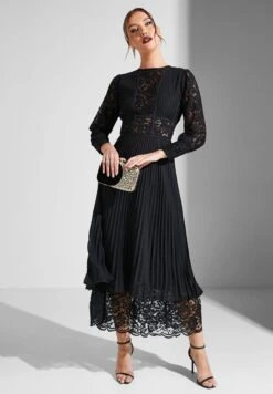 Plisse Lace Detail Dress