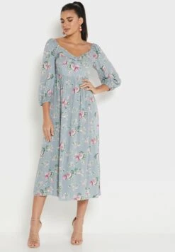 ELLA Printed Sweetheart Neck Dress