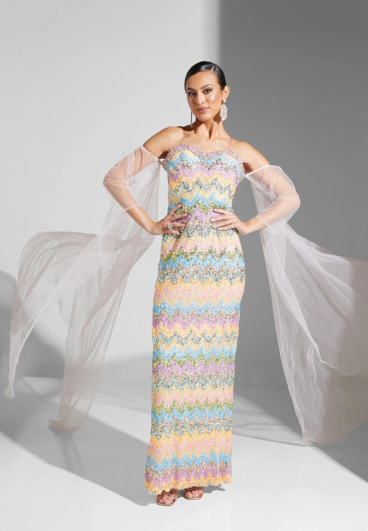 Color Block Cape Sleeve Dress 1 Color Block Cape Sleeve Dress