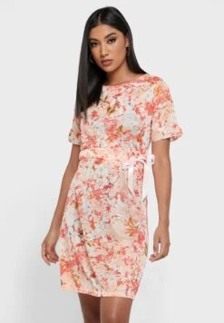 ELLA Floral Print Tie Detail Dress