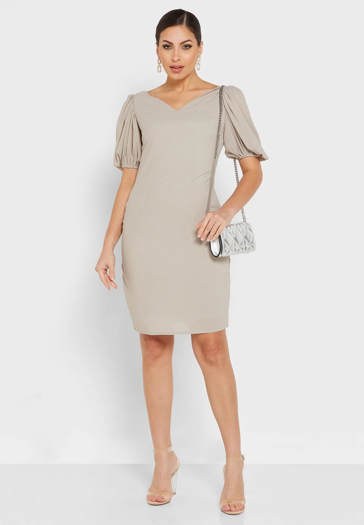 Puff Sleeve V-Neck Dress 1 Puff Sleeve V-Neck Dress