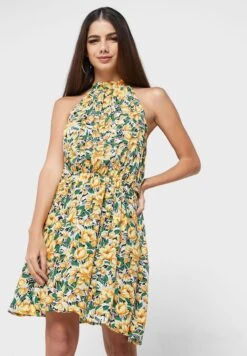 Printed Halter Neck Dress