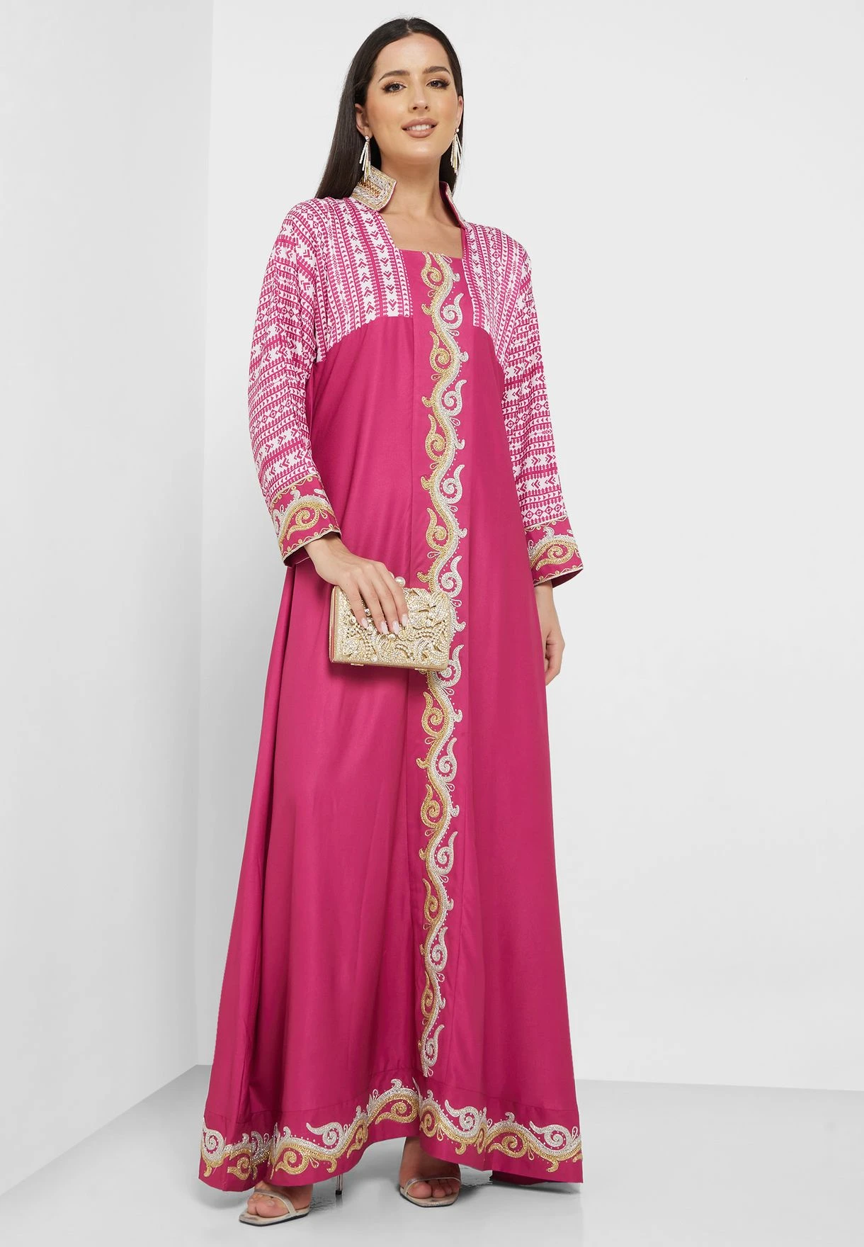 Color Block Printed Jalabiya 1 Color Block Printed Jalabiya