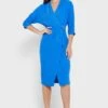 Belted Surplice Neck Dress