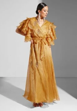 Embellished Ruffle Sleeve Dress