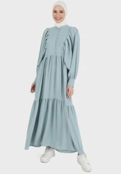 Balloon Sleeve Button Detail Dress