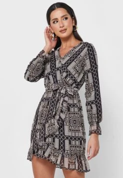 Printed Tie Detail Dress
