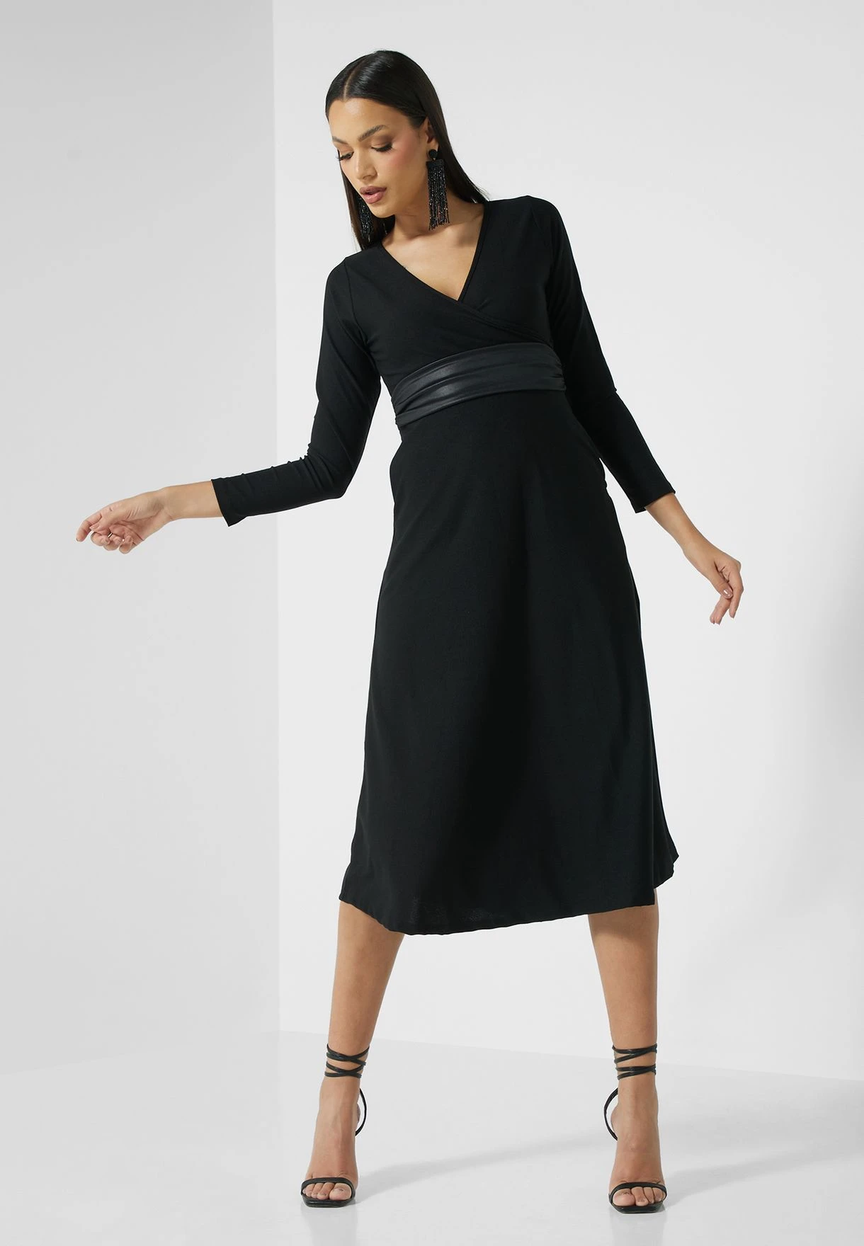 ELLA Wrap Front Belted Midi Dress 1 ELLA Wrap Front Belted Midi Dress