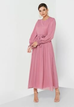 Pleated Waist Tie Dress