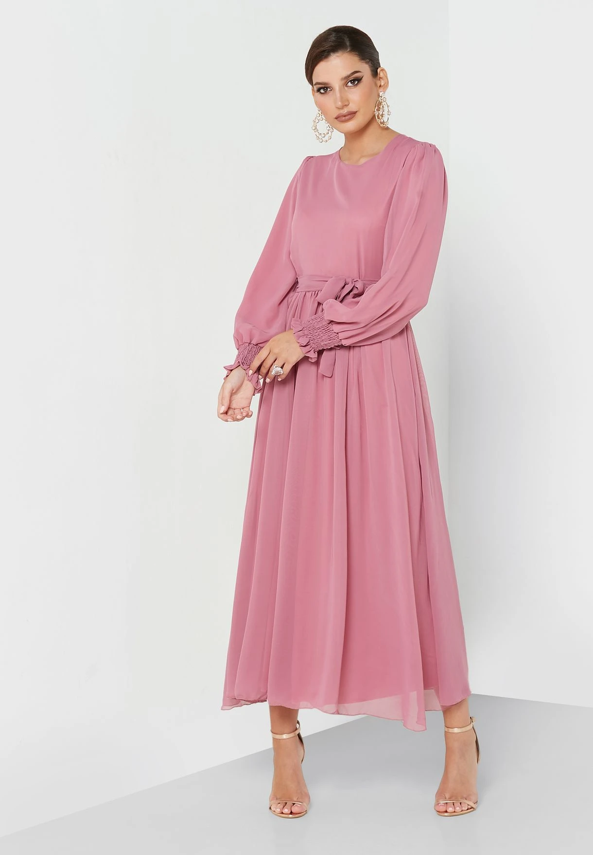 Pleated Waist Tie Dress 1 Pleated Waist Tie Dress