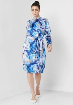 Printed Tiered Tie Detail Dress