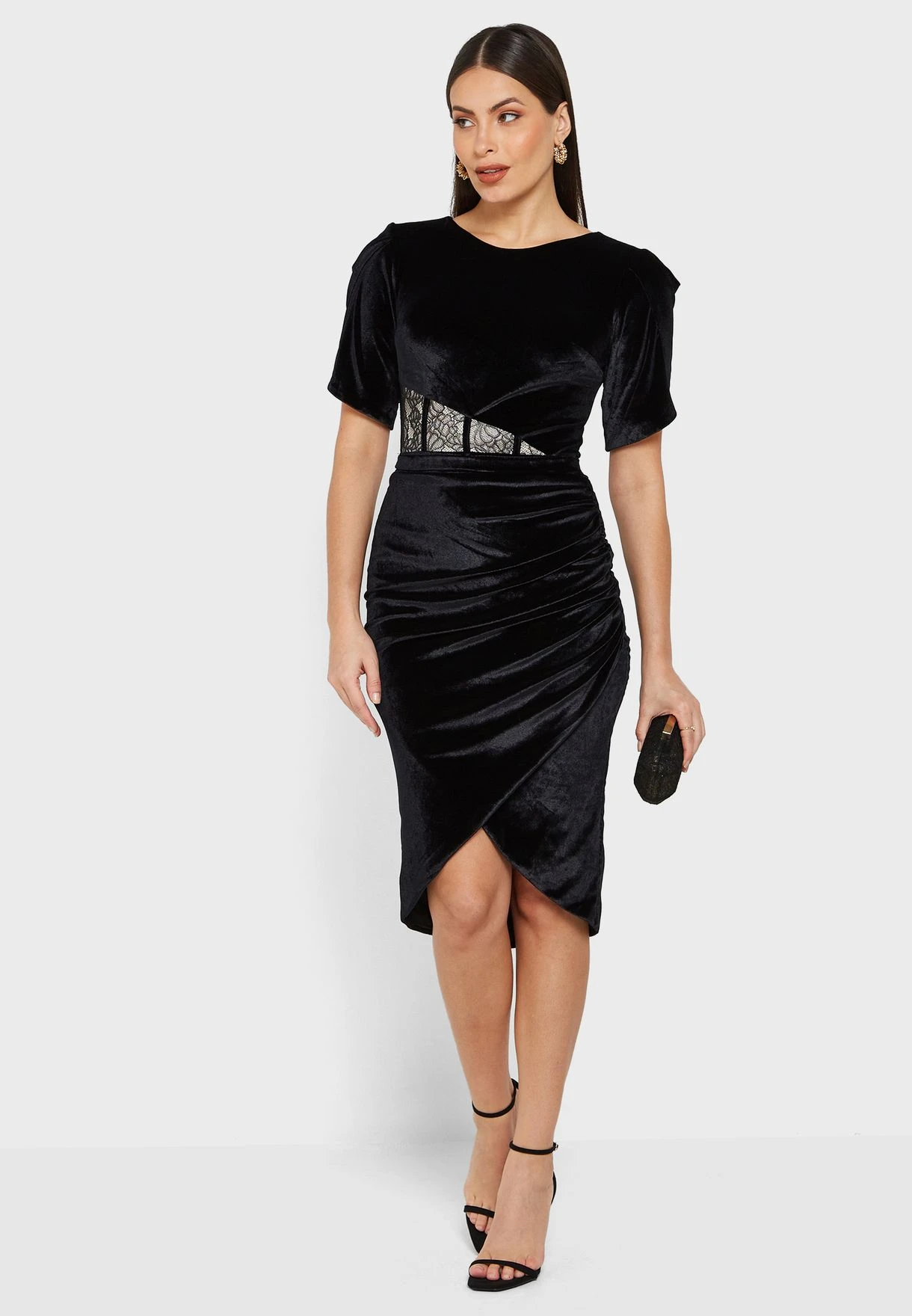 Ruched Lace Detail Dress 1 Ruched Lace Detail Dress